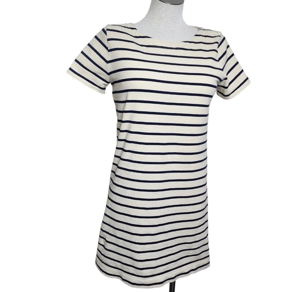 J.Crew Crew Neck Nautica Horizontal Striped 100 % Cotton Shift Dress Size S